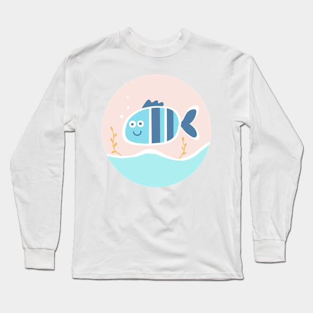 Cute fish in a tank Long Sleeve T-Shirt by JakoRila